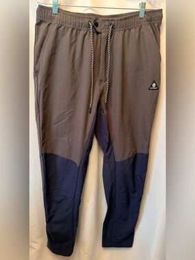 Bearded Goat‎ Men's Large Jogger Pants Gray Navy Colorblock Nylon Spandex Casual